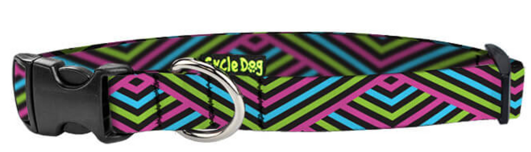 Collar - SMALL Ecoweave - Multi Black Diagonals